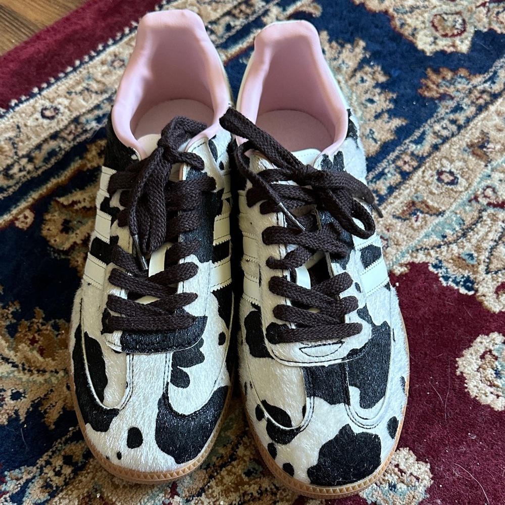 adidas Women's Cow Print Sneakers with Pink Lining